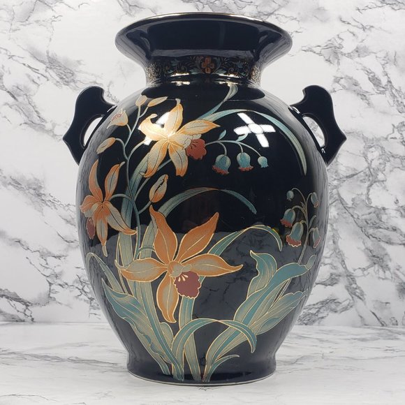 Vase Double Handled Japanese Porcelain Vintage - Picture 8 of 9